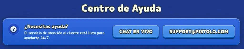 Opciones de atención al cliente de Pistolo ES